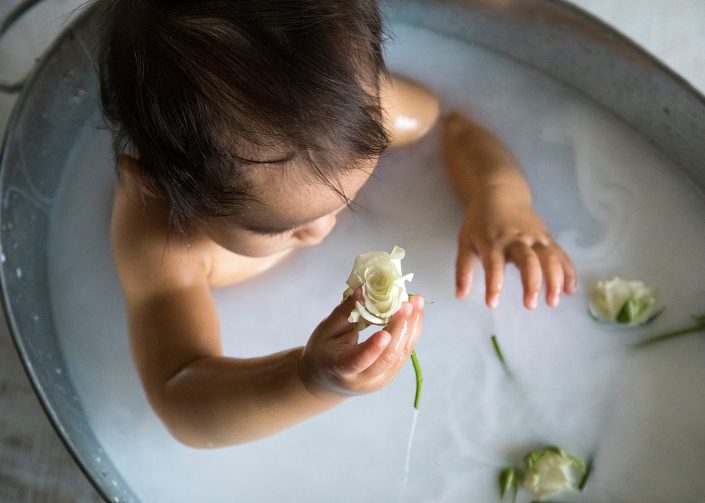 Gorgeous baby in tub with roses - Shannon Elise Photography