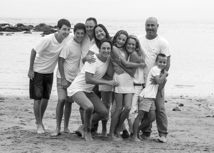 Black and White Family Beach Photo