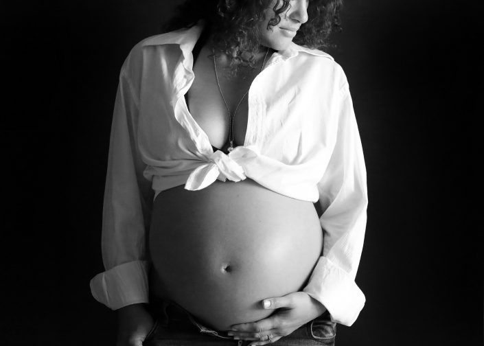 Black and White Pregnant Woman